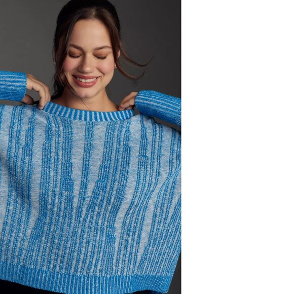 Anthropologie Pilcro Textured High-Low Pullover Sweater new nwt blue color - Picture 4 of 8